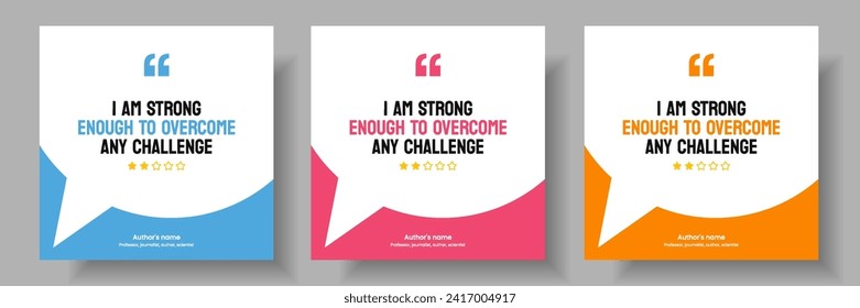 3D bubble testimonial banner, quote, infographic. Social media post template designs for quotes. Empty speech bubbles, quote bubbles and text box. Vector Illustration EPS10.