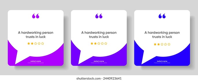 3D bubble testimonial banner, quote, infographic. Social media post template designs for quotes. Empty speech bubbles, quote bubbles and text box. Vector Illustration EPS10.