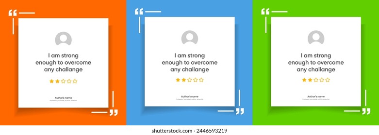 3D bubble testimonial banner, quote, infographic. Social media post template designs for quotes. Empty speech bubbles, quote bubbles and text box. Vector Illustration EPS10.