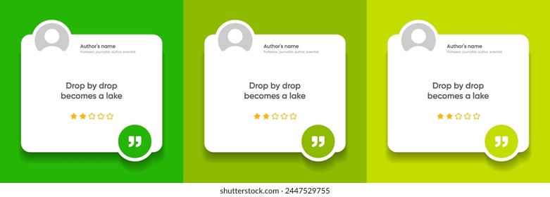 3D bubble testimonial banner, quote, infographic. Social media post template designs for quotes. Empty speech bubbles, quote bubbles and text box. Vector Illustration EPS10.