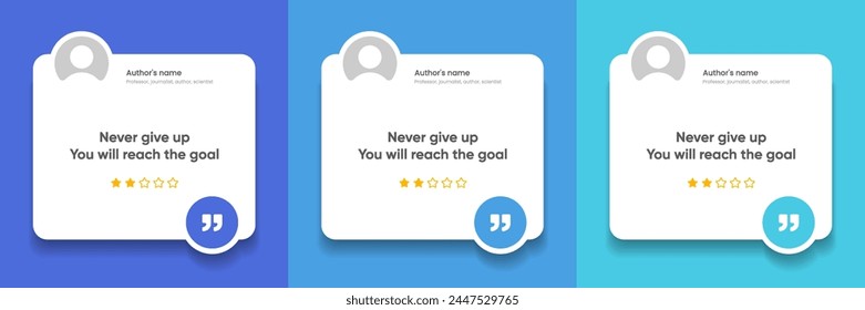 3D bubble testimonial banner, quote, infographic. Social media post template designs for quotes. Empty speech bubbles, quote bubbles and text box. Vector Illustration EPS10.