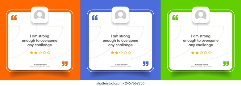 3D bubble testimonial banner, quote, infographic. Social media post template designs for quotes. Empty speech bubbles, quote bubbles and text box. Vector Illustration EPS10.