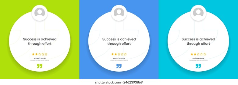 3D bubble testimonial banner, quote, infographic. Social media post template designs for quotes. Empty speech bubbles, quote bubbles and text box. Vector Illustration EPS10.