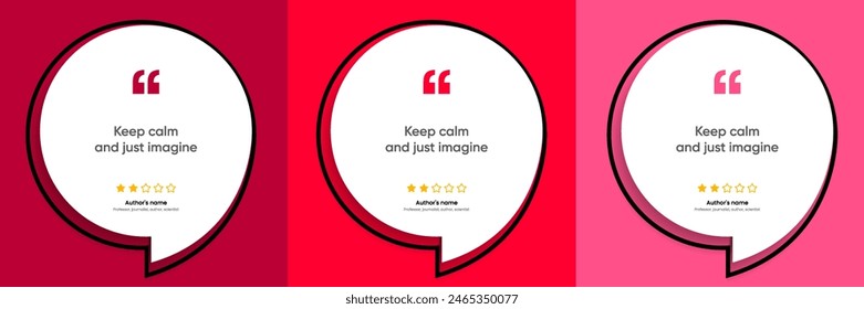 3D bubble testimonial banner, quote, infographic. Social media post template designs for quotes. Empty speech bubbles, quote bubbles and text box. Vector Illustration EPS10.