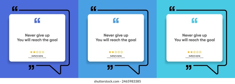 3D bubble testimonial banner, quote, infographic. Social media post template designs for quotes. Empty speech bubbles, quote bubbles and text box. Vector Illustration EPS10.