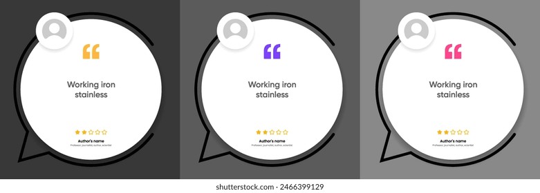 3D bubble testimonial banner, quote, infographic. Social media post template designs for quotes. Empty speech bubbles, quote bubbles and text box. Vector Illustration EPS10.