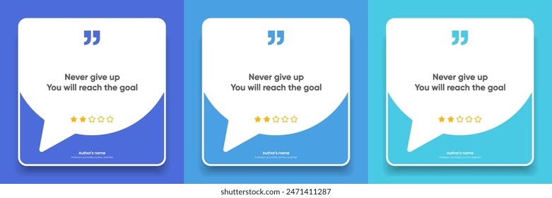 3D bubble testimonial banner, quote, infographic. Social media post template designs for quotes. Empty speech bubbles, quote bubbles and text box. Vector Illustration EPS10.