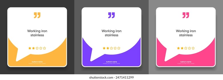 3D bubble testimonial banner, quote, infographic. Social media post template designs for quotes. Empty speech bubbles, quote bubbles and text box. Vector Illustration EPS10.