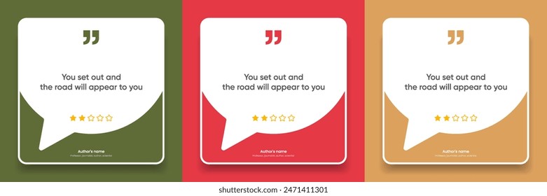 3D bubble testimonial banner, quote, infographic. Social media post template designs for quotes. Empty speech bubbles, quote bubbles and text box. Vector Illustration EPS10.