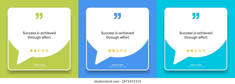 3D bubble testimonial banner, quote, infographic. Social media post template designs for quotes. Empty speech bubbles, quote bubbles and text box. Vector Illustration EPS10.