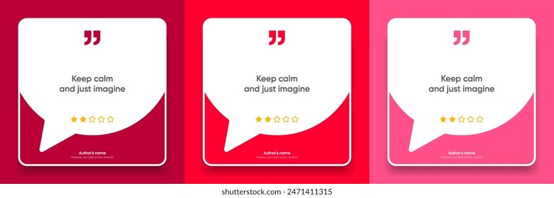 3D bubble testimonial banner, quote, infographic. Social media post template designs for quotes. Empty speech bubbles, quote bubbles and text box. Vector Illustration EPS10.