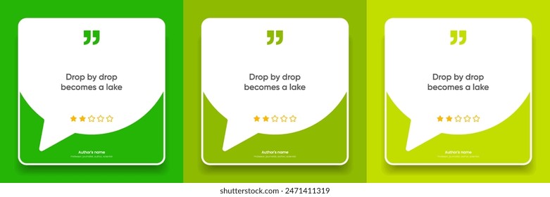 3D bubble testimonial banner, quote, infographic. Social media post template designs for quotes. Empty speech bubbles, quote bubbles and text box. Vector Illustration EPS10.