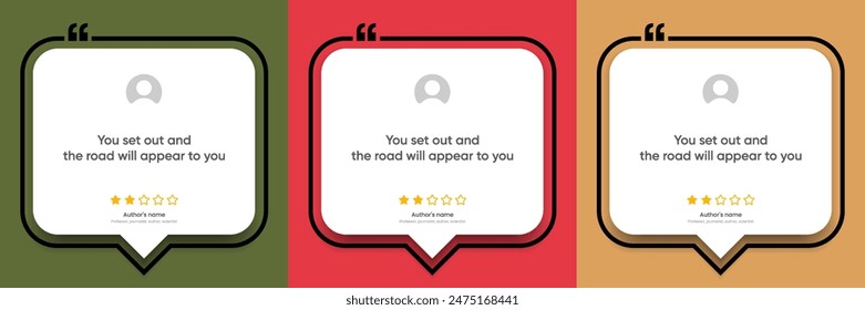 3D bubble testimonial banner, quote, infographic. Social media post template designs for quotes. Empty speech bubbles, quote bubbles and text box. Vector Illustration EPS10.