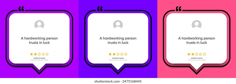 3D bubble testimonial banner, quote, infographic. Social media post template designs for quotes. Empty speech bubbles, quote bubbles and text box. Vector Illustration EPS10.