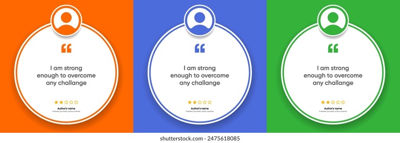 3D bubble testimonial banner, quote, infographic. Social media post template designs for quotes. Empty speech bubbles, quote bubbles and text box. Vector Illustration EPS10.