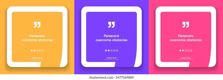 3D bubble testimonial banner, quote, infographic. Social media post template designs for quotes. Empty speech bubbles, quote bubbles and text box. Vector Illustration EPS10.