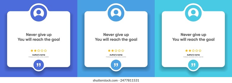 3D bubble testimonial banner, quote, infographic. Social media post template designs for quotes. Empty speech bubbles, quote bubbles and text box. Vector Illustration EPS10.