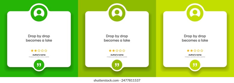 3D bubble testimonial banner, quote, infographic. Social media post template designs for quotes. Empty speech bubbles, quote bubbles and text box. Vector Illustration EPS10.
