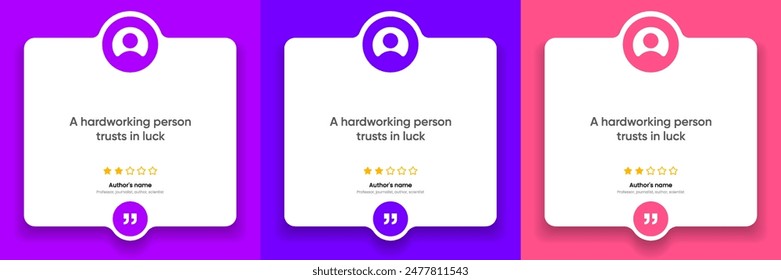 3D bubble testimonial banner, quote, infographic. Social media post template designs for quotes. Empty speech bubbles, quote bubbles and text box. Vector Illustration EPS10.