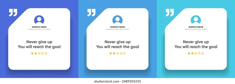 3D bubble testimonial banner, quote, infographic. Social media post template designs for quotes. Empty speech bubbles, quote bubbles and text box. Vector Illustration EPS10.