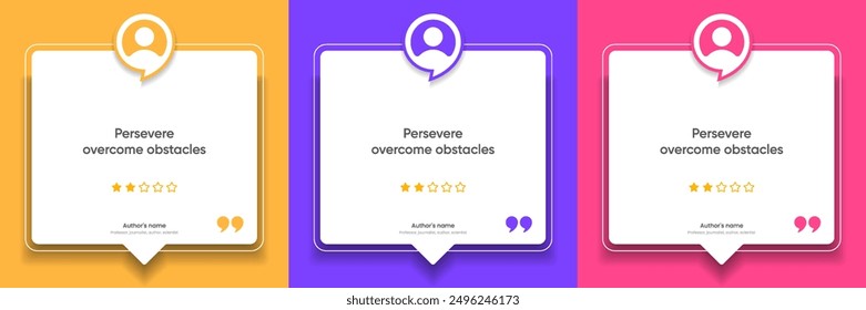 3D bubble testimonial banner, quote, infographic. Social media post template designs for quotes. Empty speech bubbles, quote bubbles and text box. Vector Illustration EPS10.