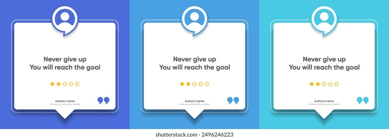 3D bubble testimonial banner, quote, infographic. Social media post template designs for quotes. Empty speech bubbles, quote bubbles and text box. Vector Illustration EPS10.