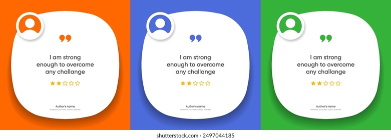 3D bubble testimonial banner, quote, infographic. Social media post template designs for quotes. Empty speech bubbles, quote bubbles and text box. Vector Illustration EPS10.