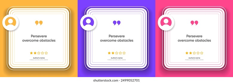 3D bubble testimonial banner, quote, infographic. Social media post template designs for quotes. Empty speech bubbles, quote bubbles and text box. Vector Illustration EPS10.