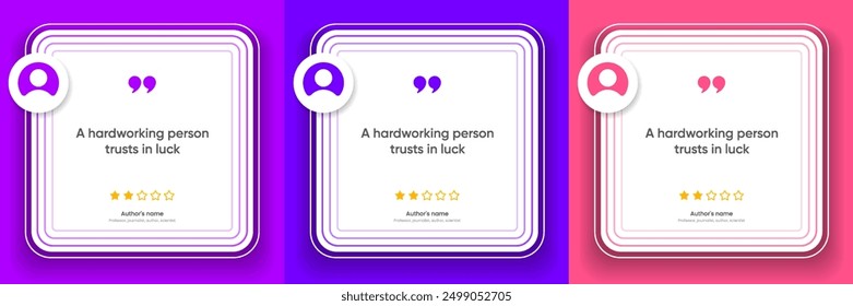 3D bubble testimonial banner, quote, infographic. Social media post template designs for quotes. Empty speech bubbles, quote bubbles and text box. Vector Illustration EPS10.