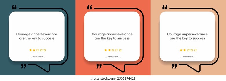 3D bubble testimonial banner, quote, infographic. Social media post template designs for quotes. Empty speech bubbles, quote bubbles and text box. Vector Illustration EPS10.