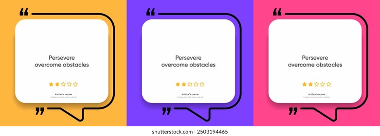 3D bubble testimonial banner, quote, infographic. Social media post template designs for quotes. Empty speech bubbles, quote bubbles and text box. Vector Illustration EPS10.