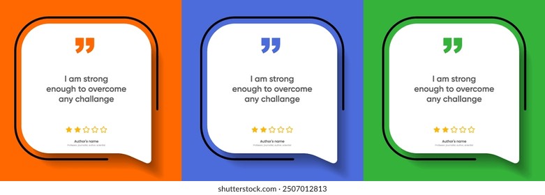 3D bubble testimonial banner, quote, infographic. Social media post template designs for quotes. Empty speech bubbles, quote bubbles and text box. Vector Illustration EPS10.