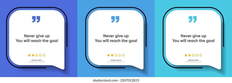 3D bubble testimonial banner, quote, infographic. Social media post template designs for quotes. Empty speech bubbles, quote bubbles and text box. Vector Illustration EPS10.