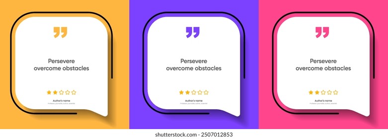 3D bubble testimonial banner, quote, infographic. Social media post template designs for quotes. Empty speech bubbles, quote bubbles and text box. Vector Illustration EPS10.