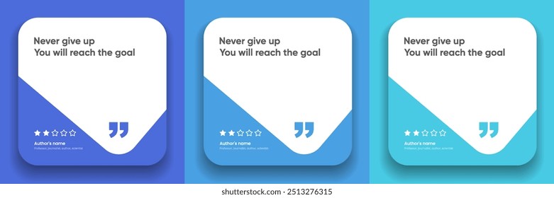 3D bubble testimonial banner, quote, infographic. Social media post template designs for quotes. Empty speech bubbles, quote bubbles and text box. Vector Illustration EPS10.