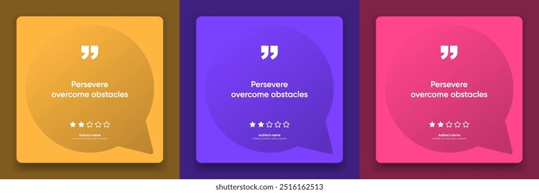 3D bubble testimonial banner, quote, infographic. Social media post template designs for quotes. Empty speech bubbles, quote bubbles and text box. Vector Illustration EPS10.