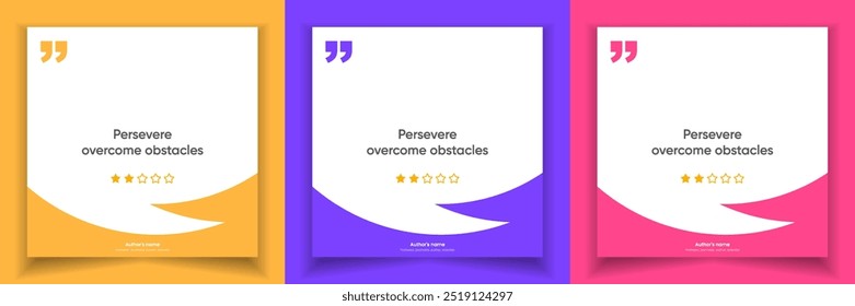 3D bubble testimonial banner, citação, infográfico. Projetos de modelo de postagem de mídia social para cotações. Bolhas de fala vazias, bolhas de citação e caixa de texto. Ilustração vetorial EPS10.
