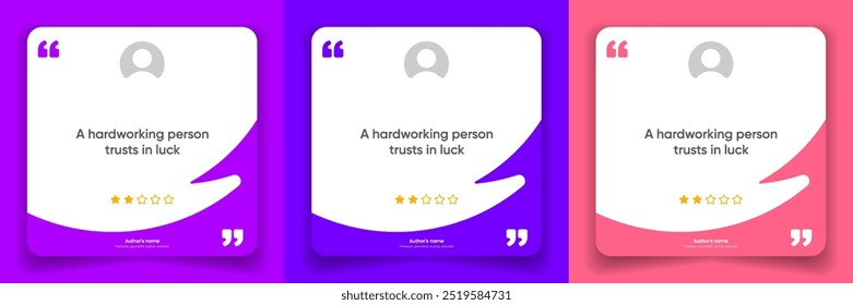 3D bubble testimonial banner, quote, infographic. Social media post template designs for quotes. Empty speech bubbles, quote bubbles and text box. Vector Illustration EPS10.