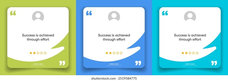 3D bubble testimonial banner, quote, infographic. Social media post template designs for quotes. Empty speech bubbles, quote bubbles and text box. Vector Illustration EPS10.