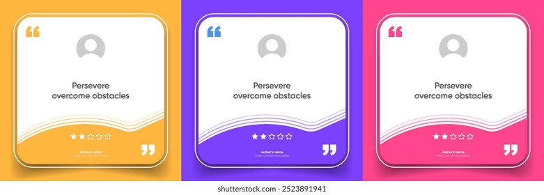 3D bubble testimonial banner, citação, infográfico. Projetos de modelo de postagem de mídia social para cotações. Bolhas de fala vazias, bolhas de citação e caixa de texto. Ilustração vetorial EPS10.