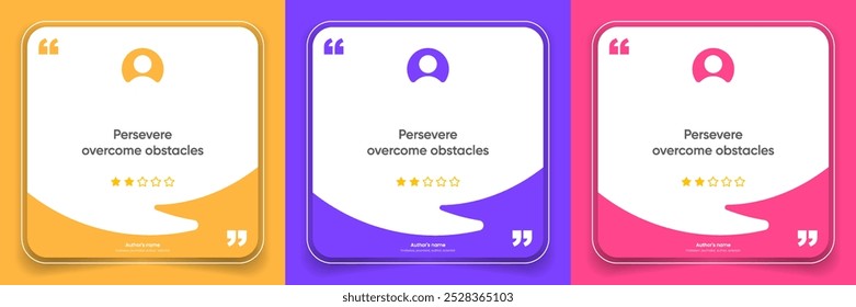 3D bubble testimonial banner, quote, infographic. Social media post template designs for quotes. Empty speech bubbles, quote bubbles and text box. Vector Illustration EPS10.