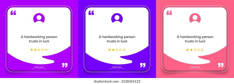 3D bubble testimonial banner, quote, infographic. Social media post template designs for quotes. Empty speech bubbles, quote bubbles and text box. Vector Illustration EPS10.