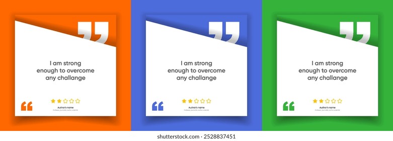 3D bubble testimonial banner, quote, infographic. Social media post template designs for quotes. Empty speech bubbles, quote bubbles and text box. Vector Illustration EPS10.