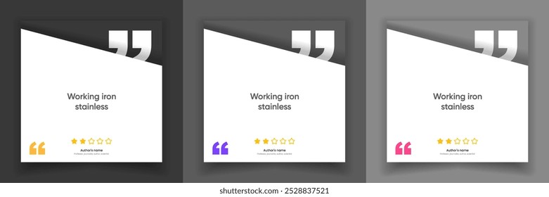 3D bubble testimonial banner, quote, infographic. Social media post template designs for quotes. Empty speech bubbles, quote bubbles and text box. Vector Illustration EPS10.