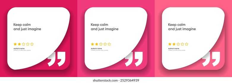 3D bubble testimonial banner, quote, infographic. Social media post template designs for quotes. Empty speech bubbles, quote bubbles and text box. Vector Illustration EPS10.
