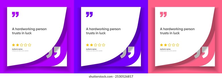 3D bubble testimonial banner, quote, infographic. Social media post template designs for quotes. Empty speech bubbles, quote bubbles and text box. Vector Illustration EPS10.