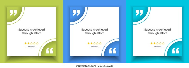 3D bubble testimonial banner, quote, infographic. Social media post template designs for quotes. Empty speech bubbles, quote bubbles and text box. Vector Illustration EPS10.