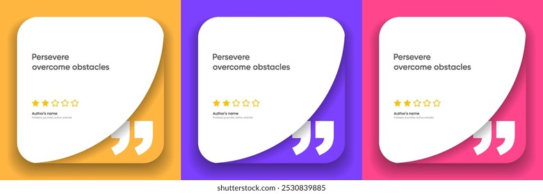 3D bubble testimonial banner, quote, infographic. Social media post template designs for quotes. Empty speech bubbles, quote bubbles and text box. Vector Illustration EPS10.