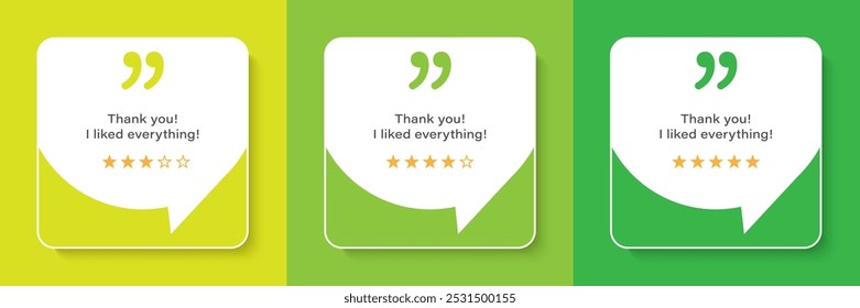 3D bubble testimonial banner, quote, infographic. Social media post template designs for quotes. Empty speech bubbles, quote bubbles and text box.