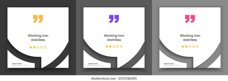 3D bubble testimonial banner, quote, infographic. Social media post template designs for quotes. Empty speech bubbles, quote bubbles and text box. Vector Illustration EPS10.